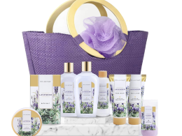 Spa Luxetique Gift Baskets for Women, Spa Gifts for Women - 10pcs Lavender Gift Sets with Body Lotion, Bubble Bath, Relaxing Bath Sets, Mothers Day Gifts for Mom